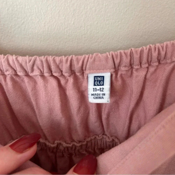 Uniqlo Girls Pink Linen Blend Camisole Mini Sleeveless Babydoll Dress Size 11/12 - Picture 4 of 6